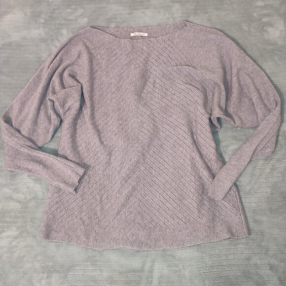 Warm Comfy Vila Milano Sweater Bat Sleeve Gray Boat Neckline Business Casual - Picture 1 of 9